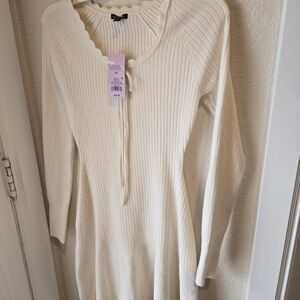Wild Fable Cream Ribbed Knit Top